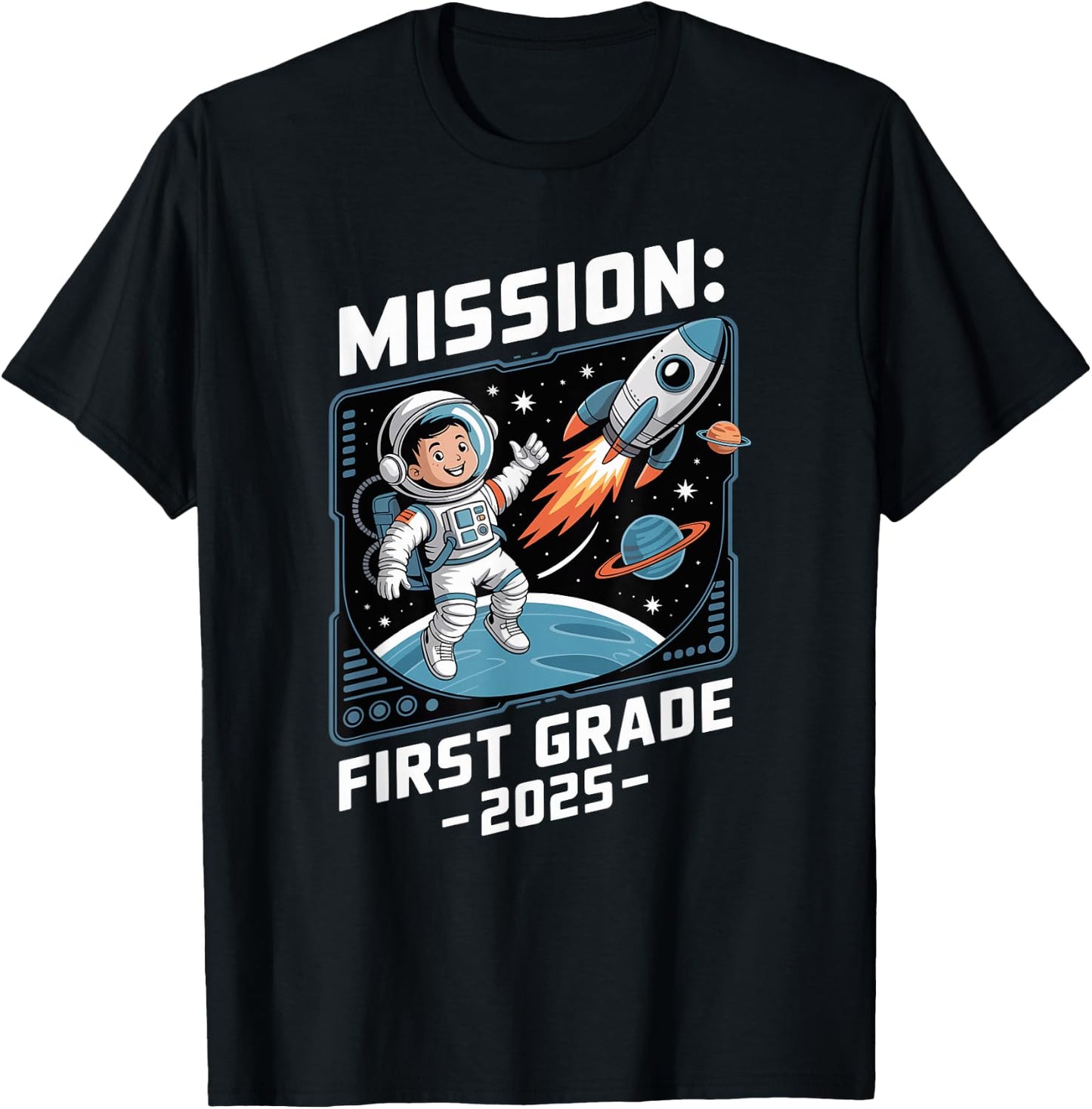 Mission 1st Class Astronaut School Start School Child Space T-Shirt - T-Shirt | Black
