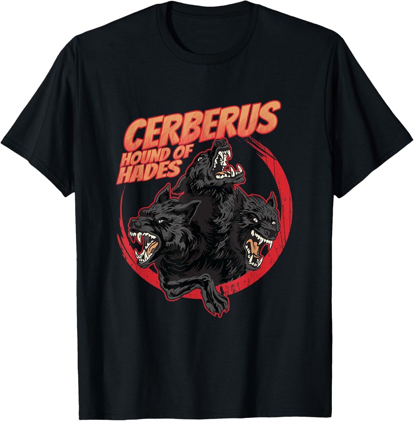 Retro 80s Cerberus Hellhound Greek Mythology Hound of Hades T-Shirt - T-Shirt | Black