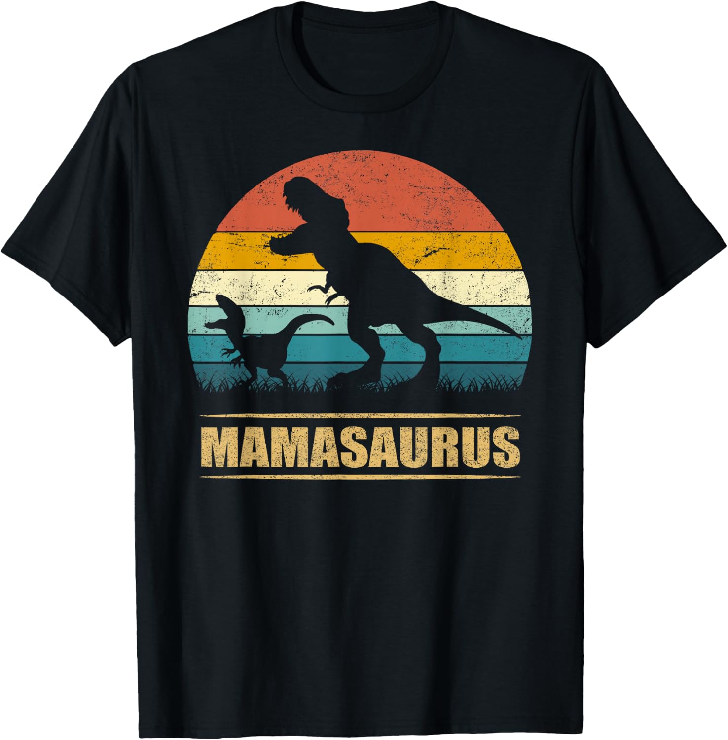 Mamasaurus T Rex Dinosaur Mama Saurus Funny T-Shirt - T-Shirt | Black