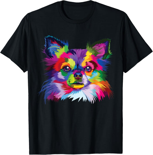 Cute Rainbow Chihuahua Vibrant Canine Colorful Puppy Dog T-Shirt - T-Shirt | Black