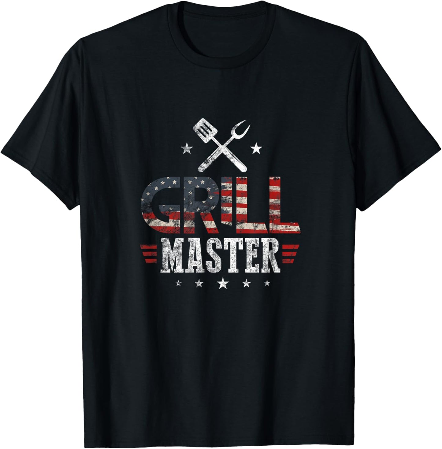 Grill Master USA Flag Patriotic Barbeque BBQ 4th of July T-Shirt - T-Shirt | Black