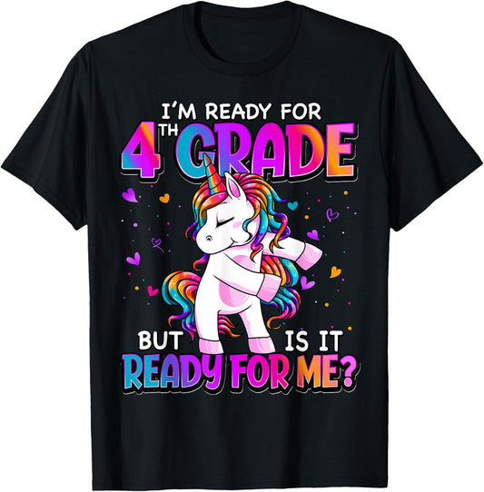 I'm Ready For 4th Grade Shirt Back To School 4th Grade Girls T-Shirt - T-Shirt | Black