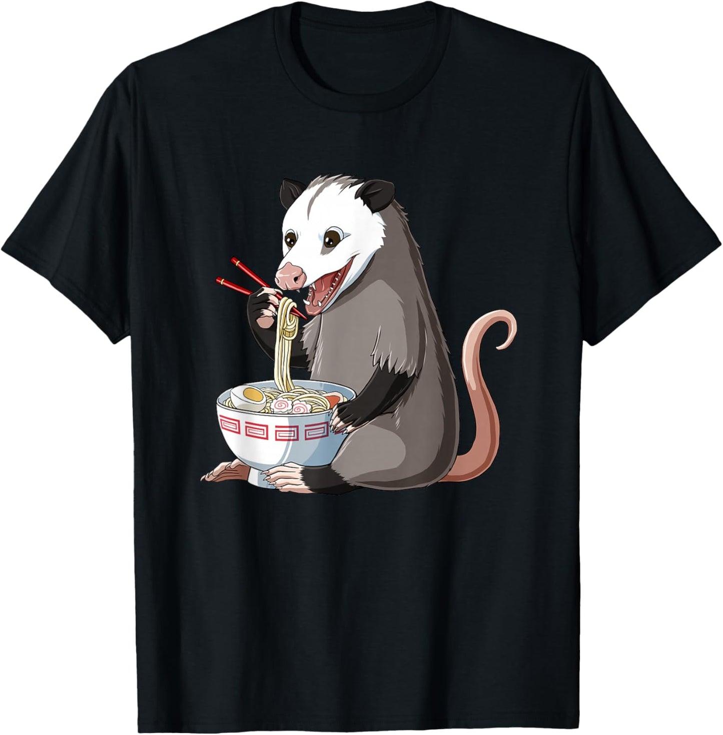 Funny Japanese Kawaii Ramen Opossum T-Shirt - T-Shirt | Black