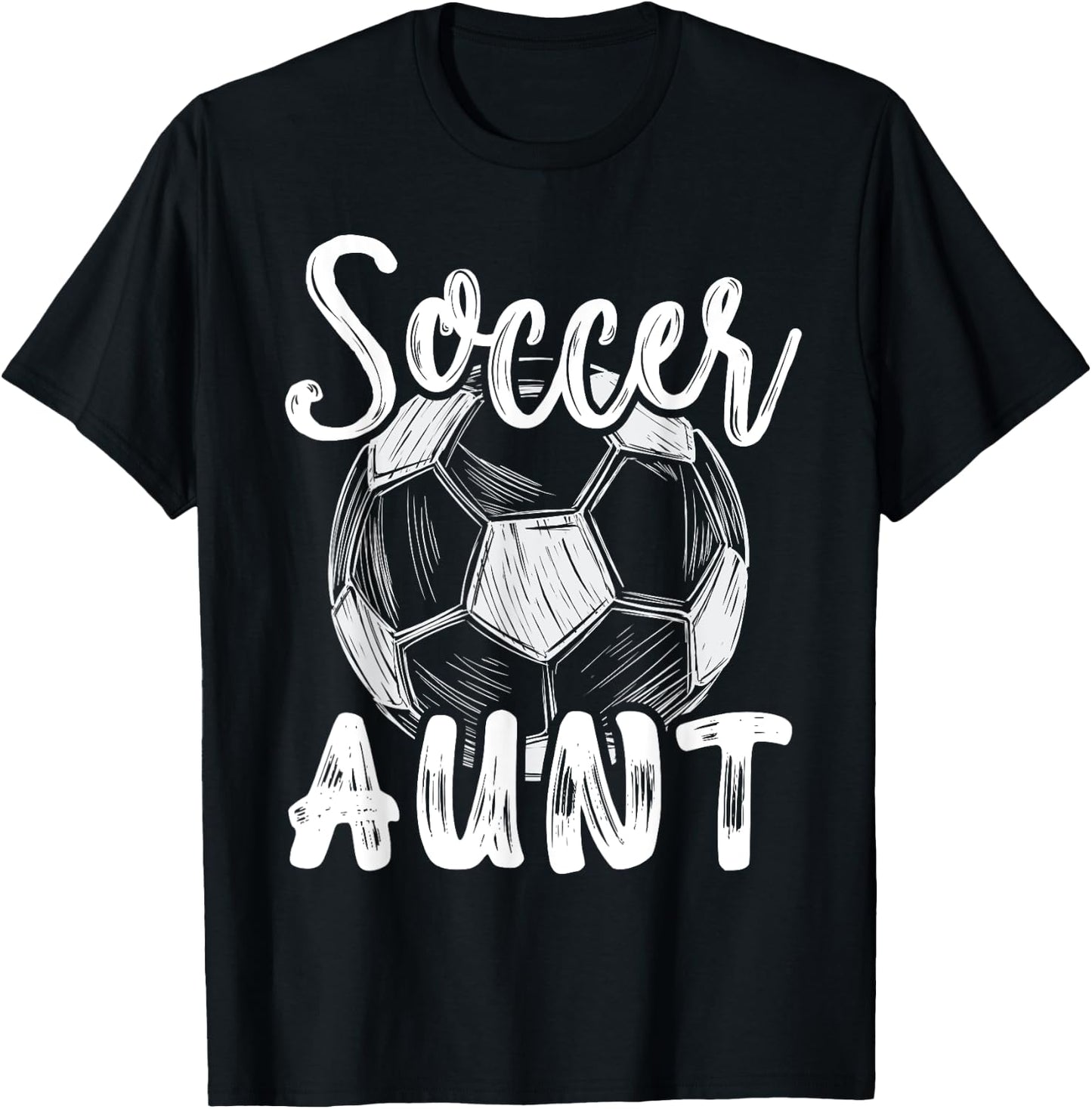 Soccer Aunt Women Family Matching Team Player Soccer Ball T-Shirt - T-Shirt | Black