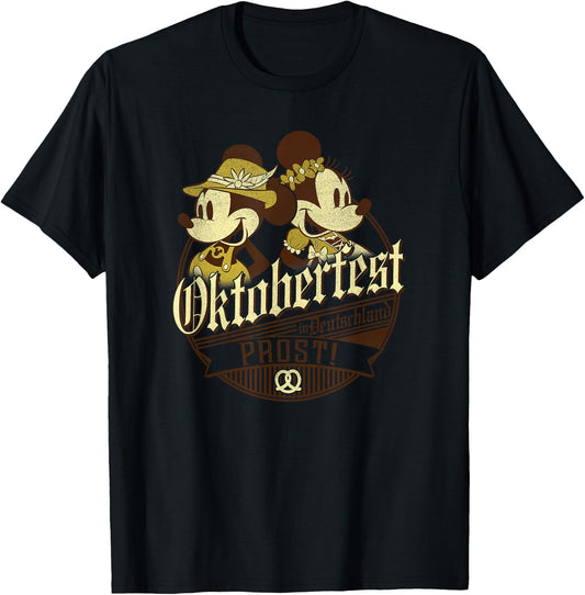 Disney Mickey & Friends Oktoberfest Mickey & Minnie T-Shirt - T-Shirt | Black
