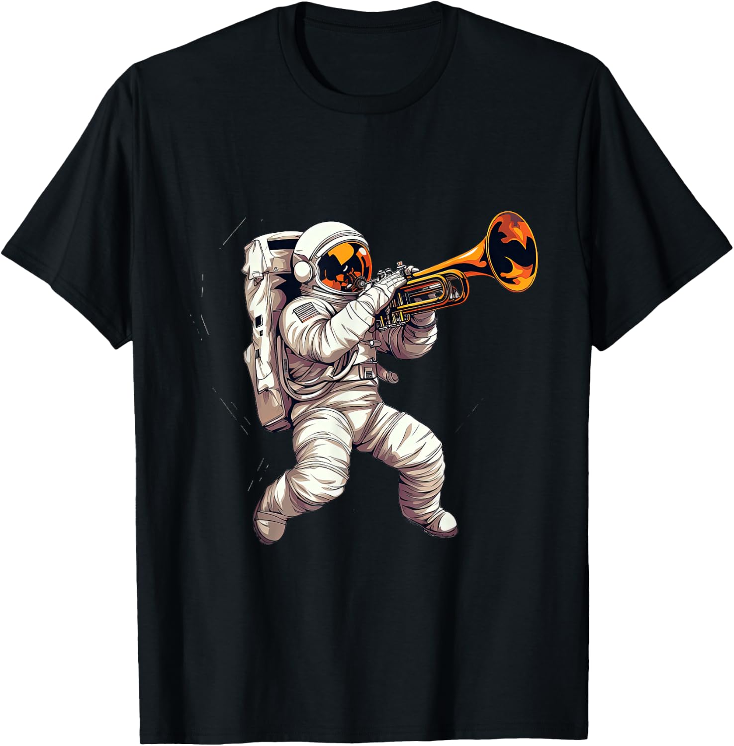 Astronaut Plays the Trumpet T-Shirt - T-Shirt | Black