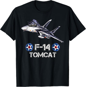 Vintage F-14 Tomcat Fighter Jet Military Aviation gift T-Shirt - T-Shirt | Black