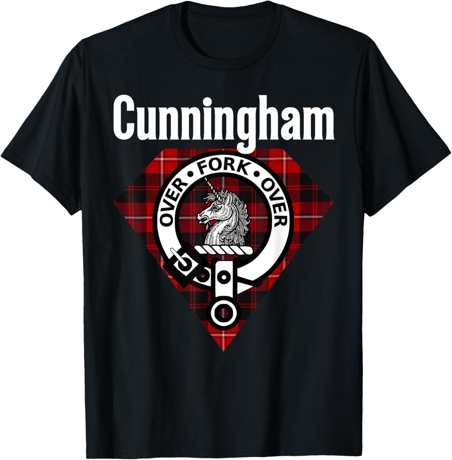 HighlandFour Women's Scottish Tartan - Black, Small - Classic Fit, Short Sleeve T-Shirt - T-Shirt | Black