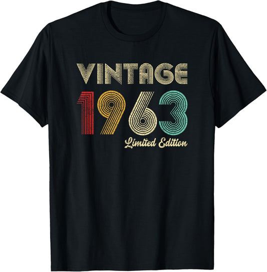 Vintage 1963 62nd Birthday Gift Men Women 62 Years Old T-Shirt - T-Shirt | Black