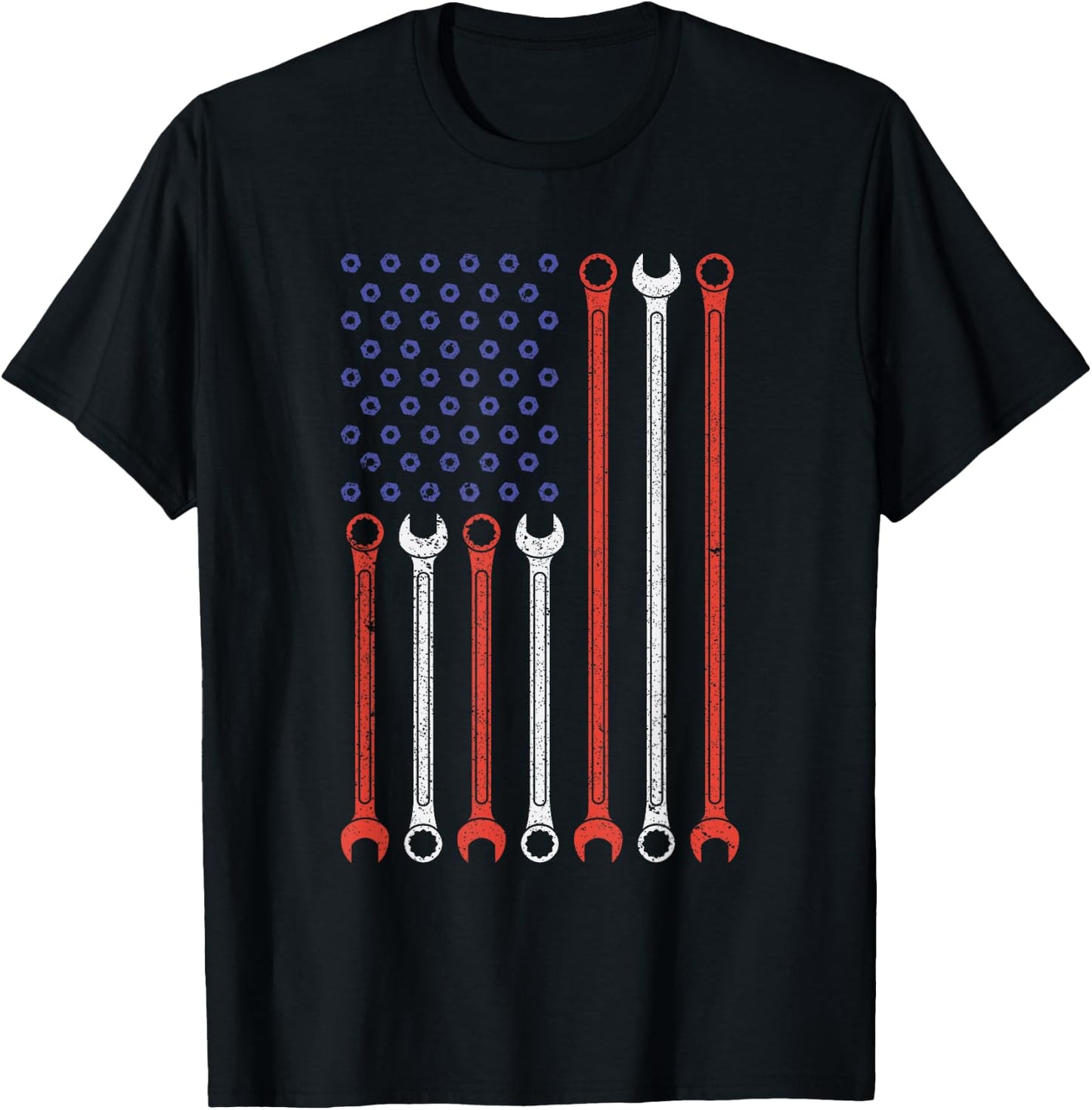 Vintage American Flag Diesel Engine Mechanic Muscle Car Love T-Shirt - T-Shirt | Black