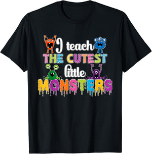 I Teach The Cutest Little Monsters Teacher Halloween Outfit T-Shirt - T-Shirt | Black