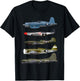 WW2 Warplane B-17 P51 Mustang F4U Corsair P40 Warhawk Gift T-Shirt - T-Shirt | Black
