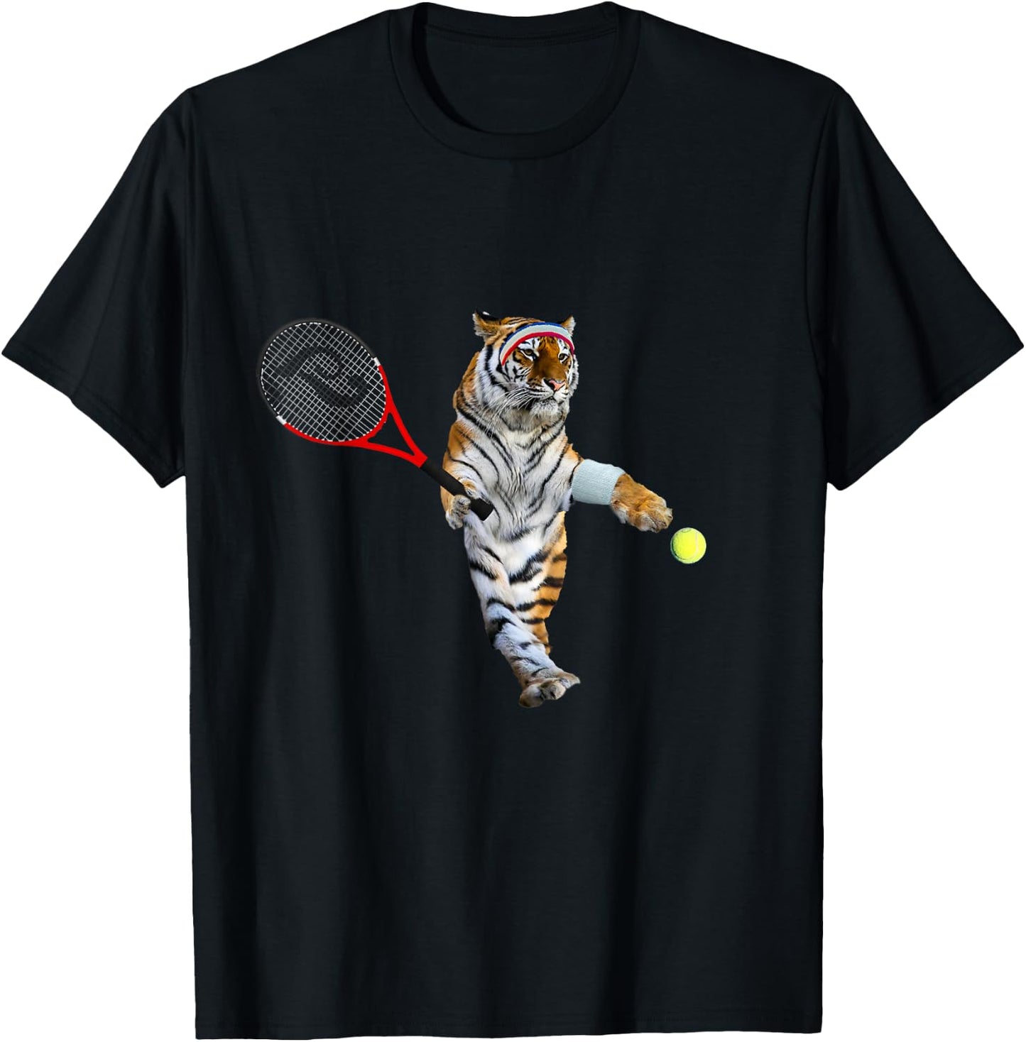 Tiger tiger tiger playing tennis, funny cute T-Shirt - T-Shirt | Black