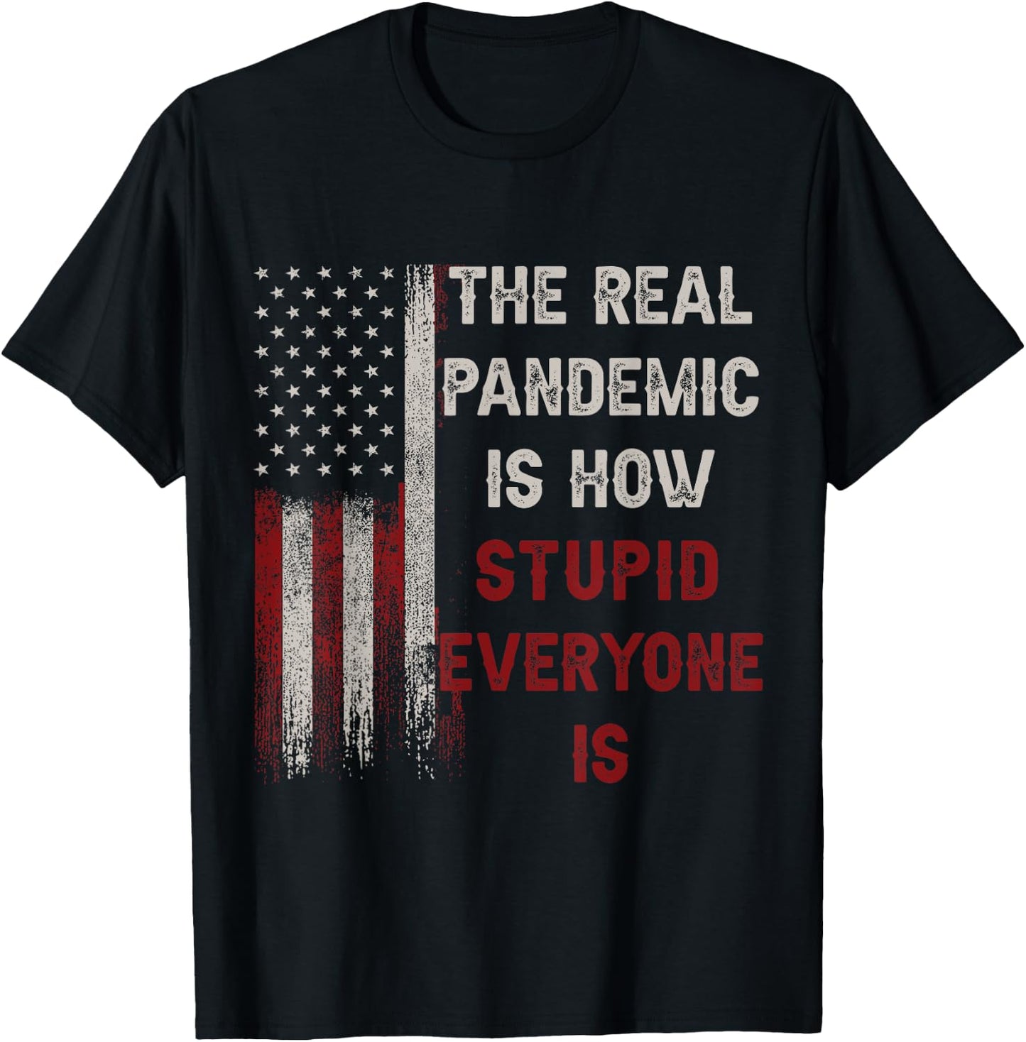 The Real Pandemic Is How Stupid Everyone Is 1776 Vintage T-Shirt - T-Shirt | Black