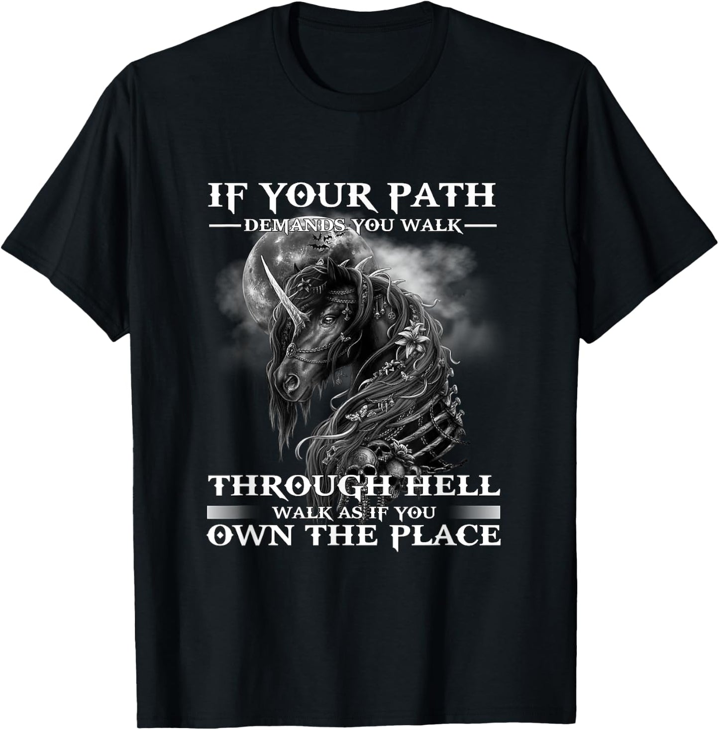 If Your Path Demands You Walk Through Hell Skull Horse T-Shirt - T-Shirt | Black