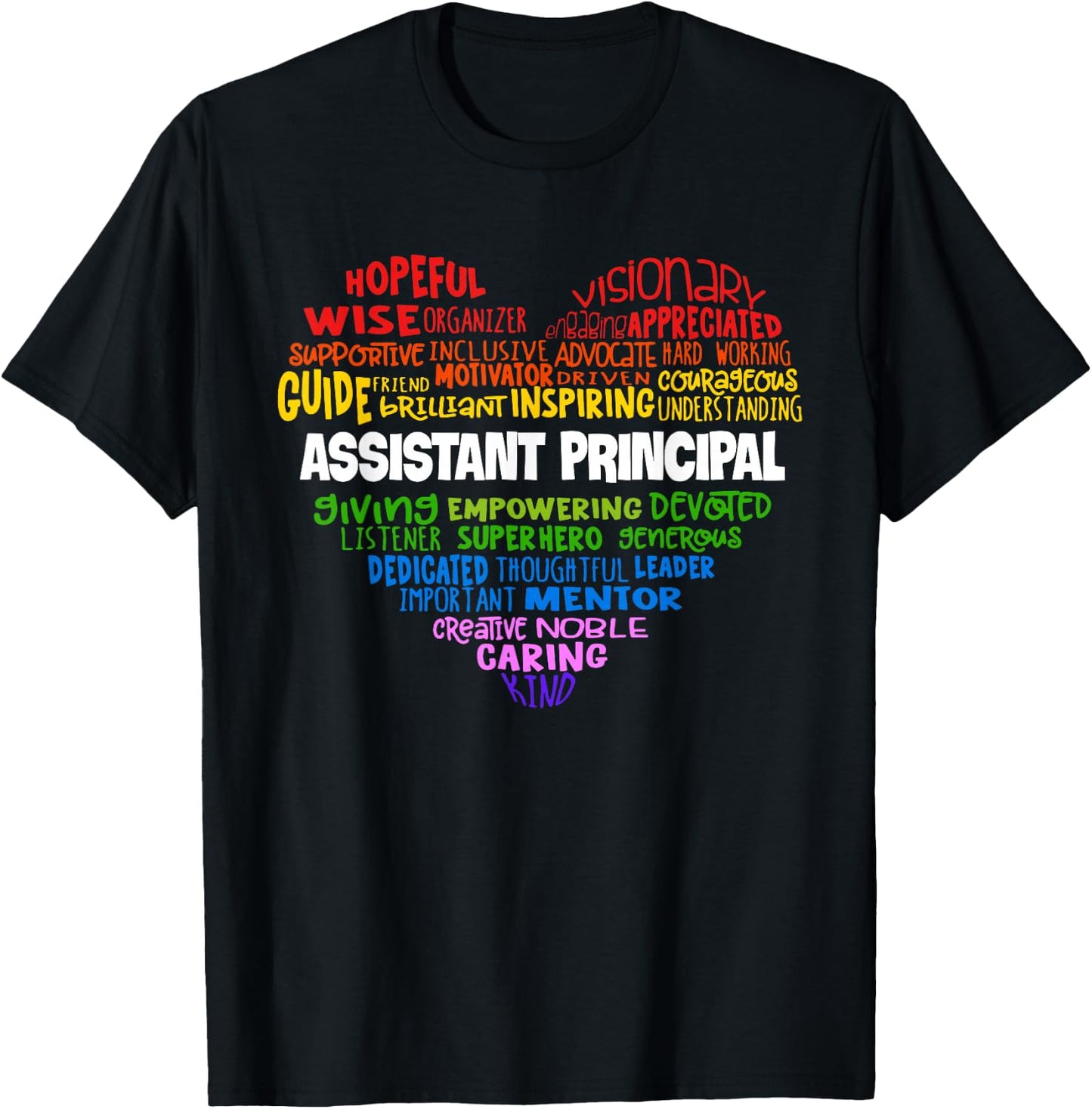 Assistant Principal Cute Heart Shirt Back to School T-Shirt - T-Shirt | Black