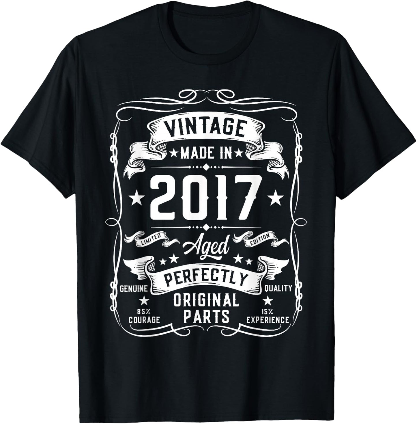 Vintage 2017 8 Years Old Gifts for Boys 8yr 8th Birthday T-Shirt - T-Shirt | Black