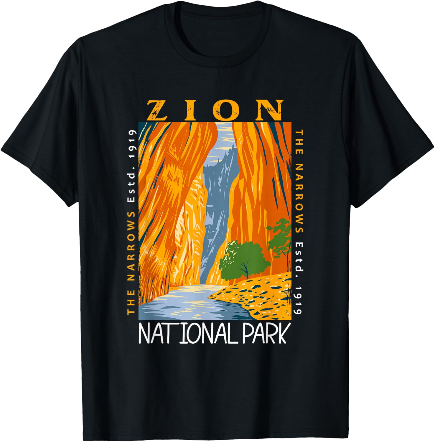 Zion National Park Utah Vintage The Narrows Vintage T-Shirt - T-Shirt | Black
