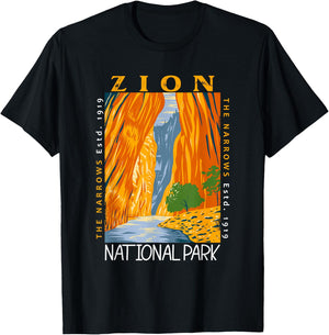 Zion National Park Utah Vintage The Narrows Vintage T-Shirt - T-Shirt | Black