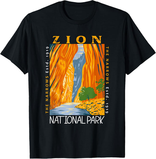 Zion National Park Utah Vintage The Narrows Vintage T-Shirt - T-Shirt | Black
