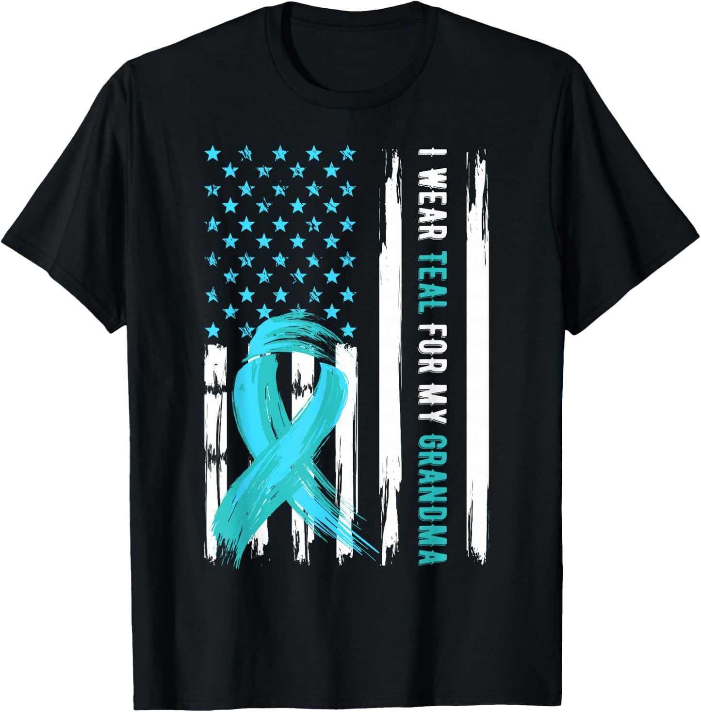 I Wear Teal For My Grandma Cervical Cancer Awareness T-Shirt - T-Shirt | Black