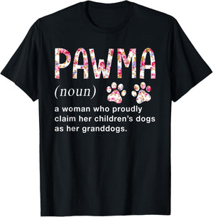 Floral Art Pawma Noun Definition Mama Grandma Dog Lovers T-Shirt - T-Shirt | Black