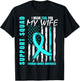 Support Squad I Wear Teal For My Wife Ovarian Cancer Flag T-Shirt - T-Shirt | Black