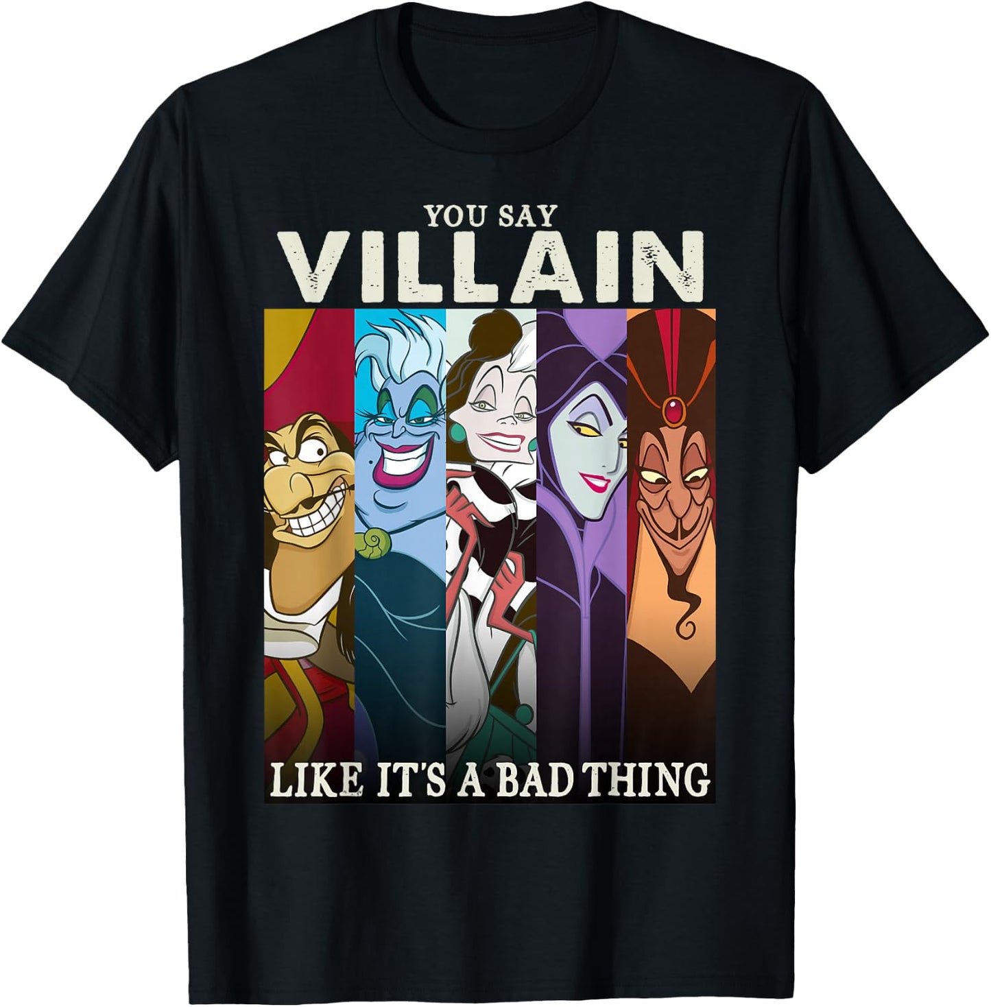 Disney Villains Colorful Group Shot Humor Graphic T-Shirt - T-Shirt | Black