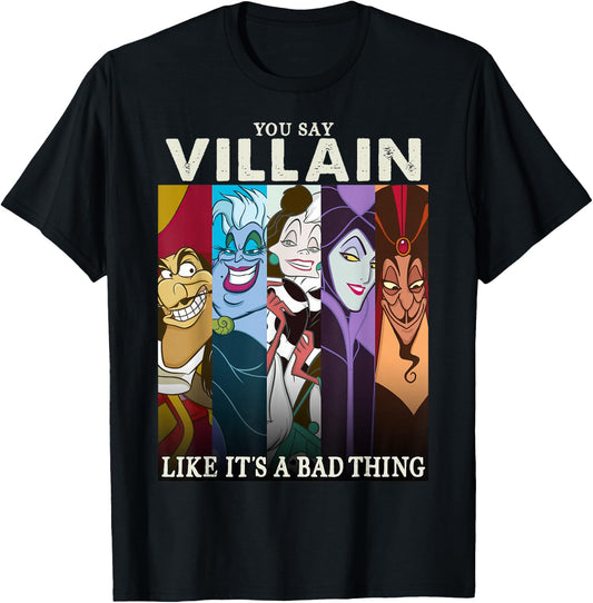Disney Villains Colorful Group Shot Humor Graphic T-Shirt - T-Shirt | Black