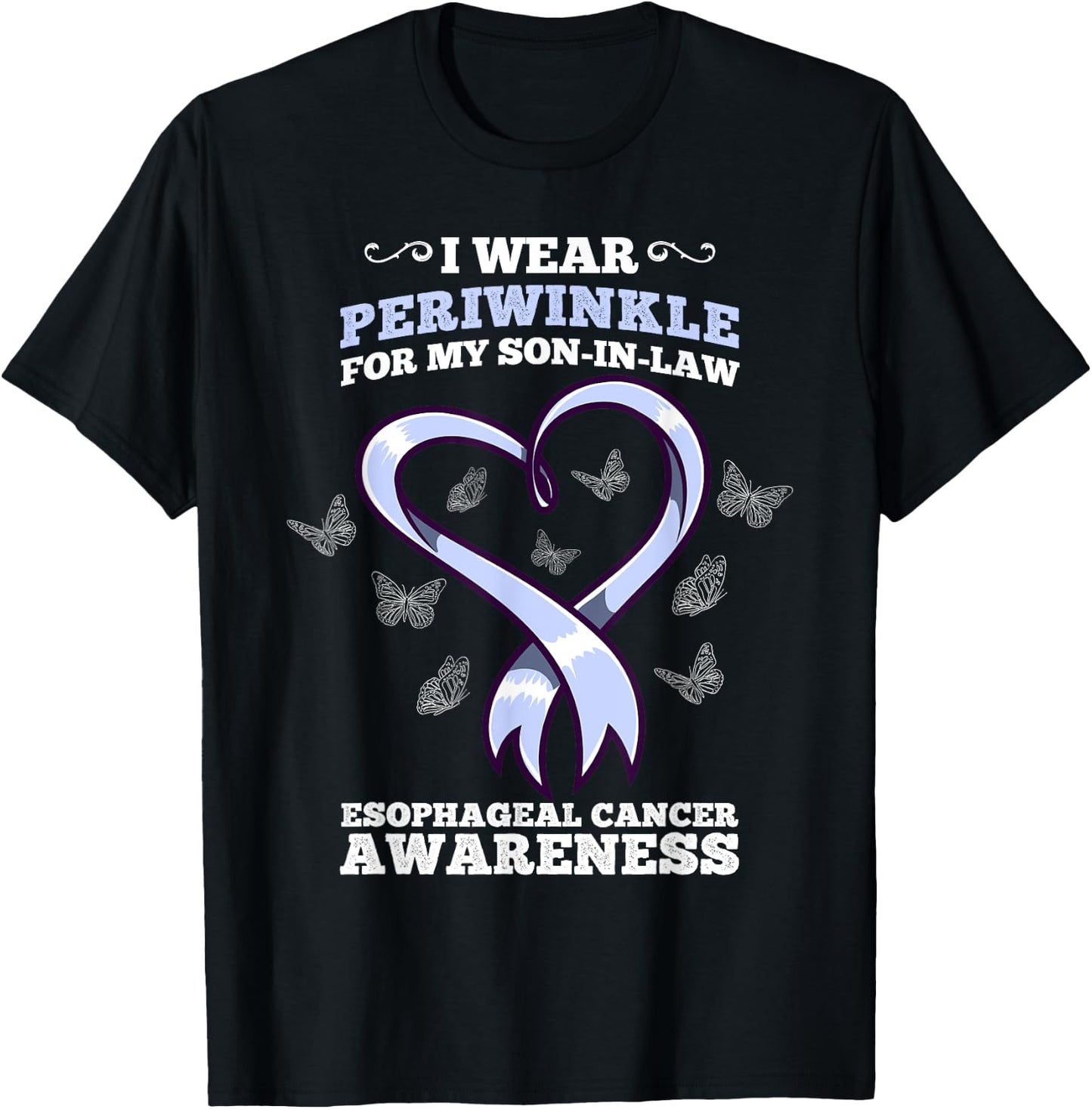 I Wear Periwinkle Son In Law Esophageal Cancer Awareness T-Shirt - T-Shirt | Black