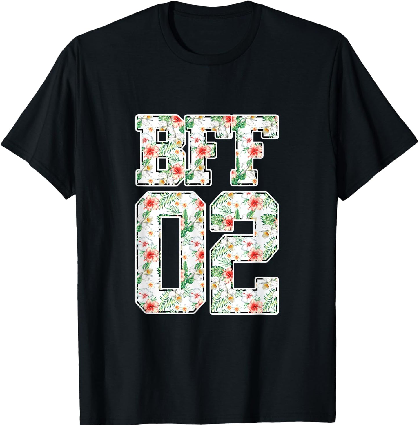 BFF 02 Best Friends Matching Bestie Friendship Day Shirt T-Shirt - T-Shirt | Black
