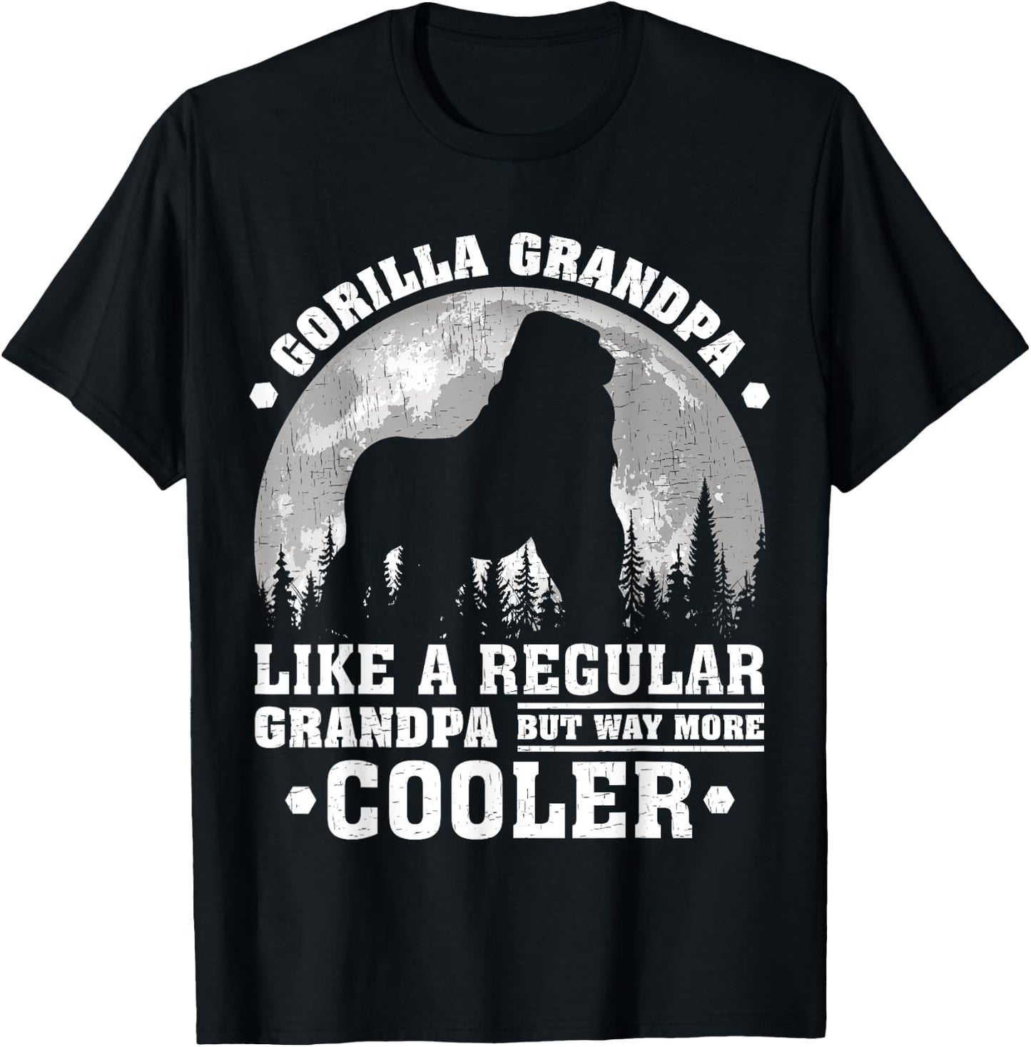 Gorilla Grandpa Funny Moon Vintage Gorilla Father's Day T-Shirt - T-Shirt | Black