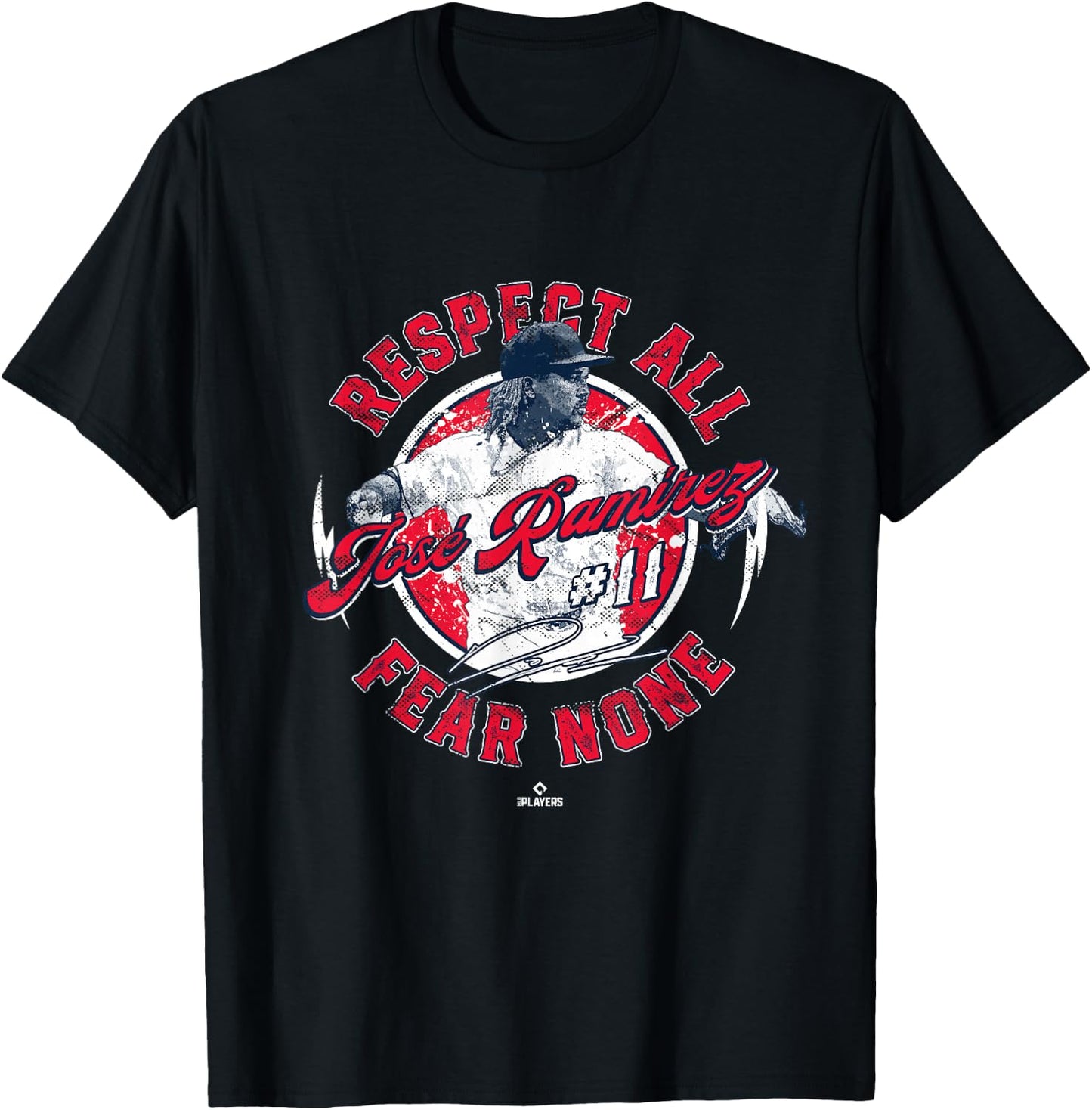 Jose Ramirez Respect All Fear None Enriquito Cleveland MLBPA T-Shirt - T-Shirt | Black