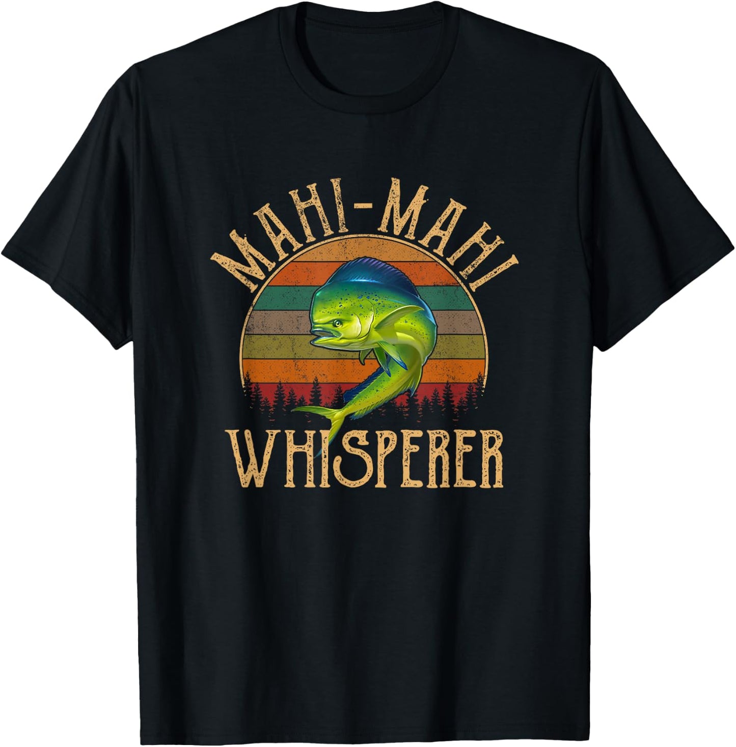Mahi Fishing Apparel Mahi Mahi American Flag Fishing , -Adults, Black, Small, Short Sleeve T-Shirt - T-Shirt | Black