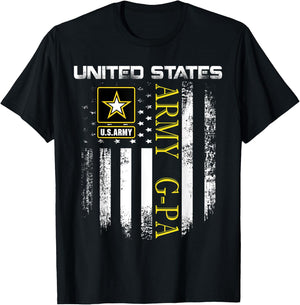Vintage United States Army G-Pa With American Flag Gift Kids Men T-Shirt - T-Shirt | Black