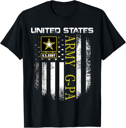 Vintage United States Army G-Pa With American Flag Gift Kids Men T-Shirt - T-Shirt | Black
