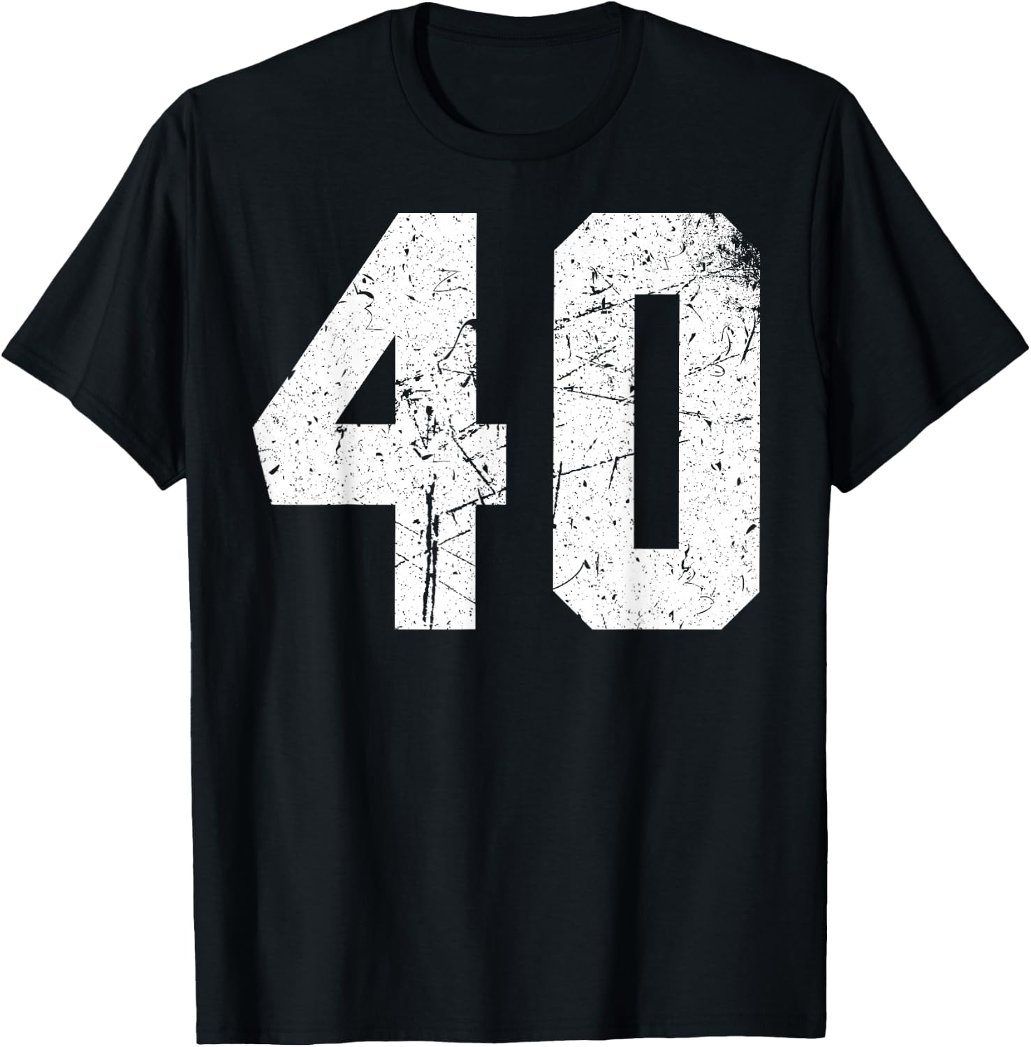 Number #40 White Vintage Varsity Number T-Shirt - T-Shirt | Black