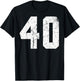 Number #40 White Vintage Varsity Number T-Shirt - T-Shirt | Black