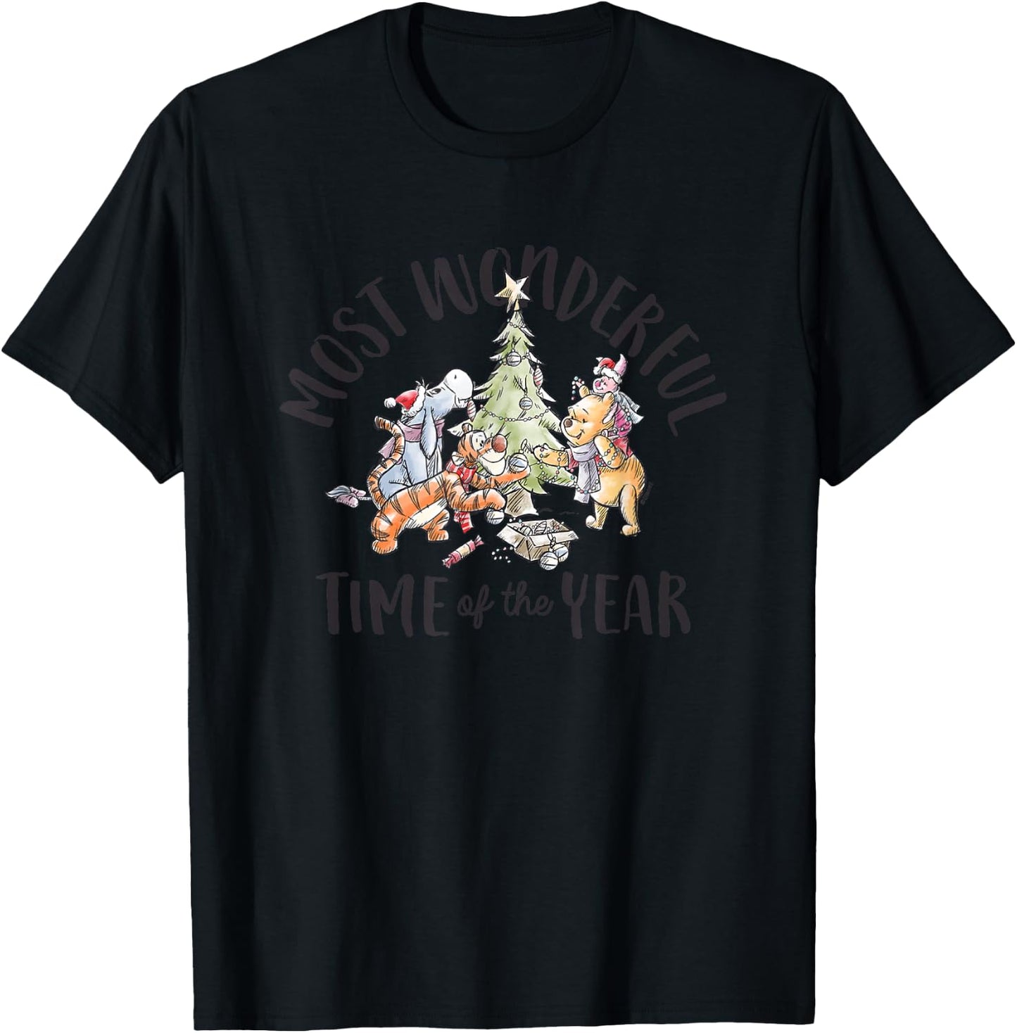 Winnie The Pooh - Holiday Most Wonderful Time of The Year T-Shirt - T-Shirt | Black