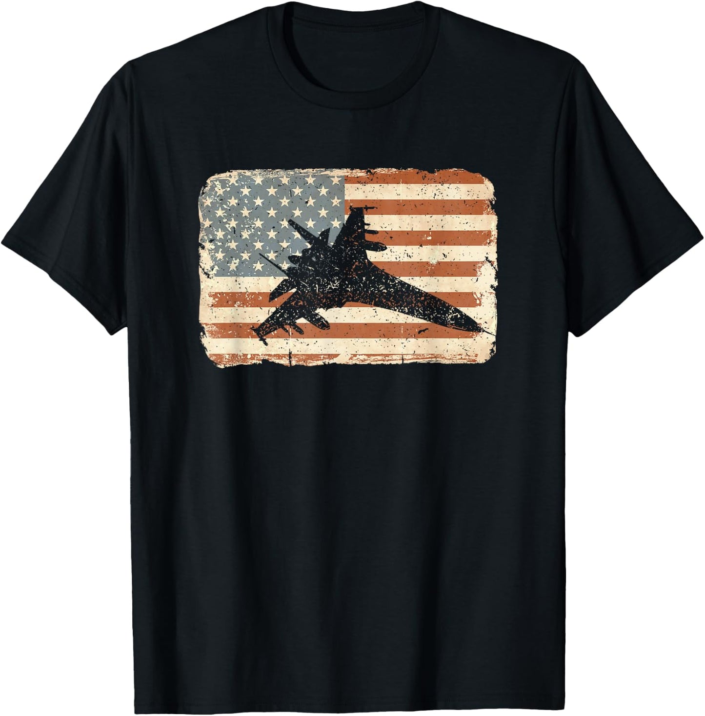 Jet airplane American Flag patriotic vintage plane shirt Kids Men T-Shirt - T-Shirt | Black