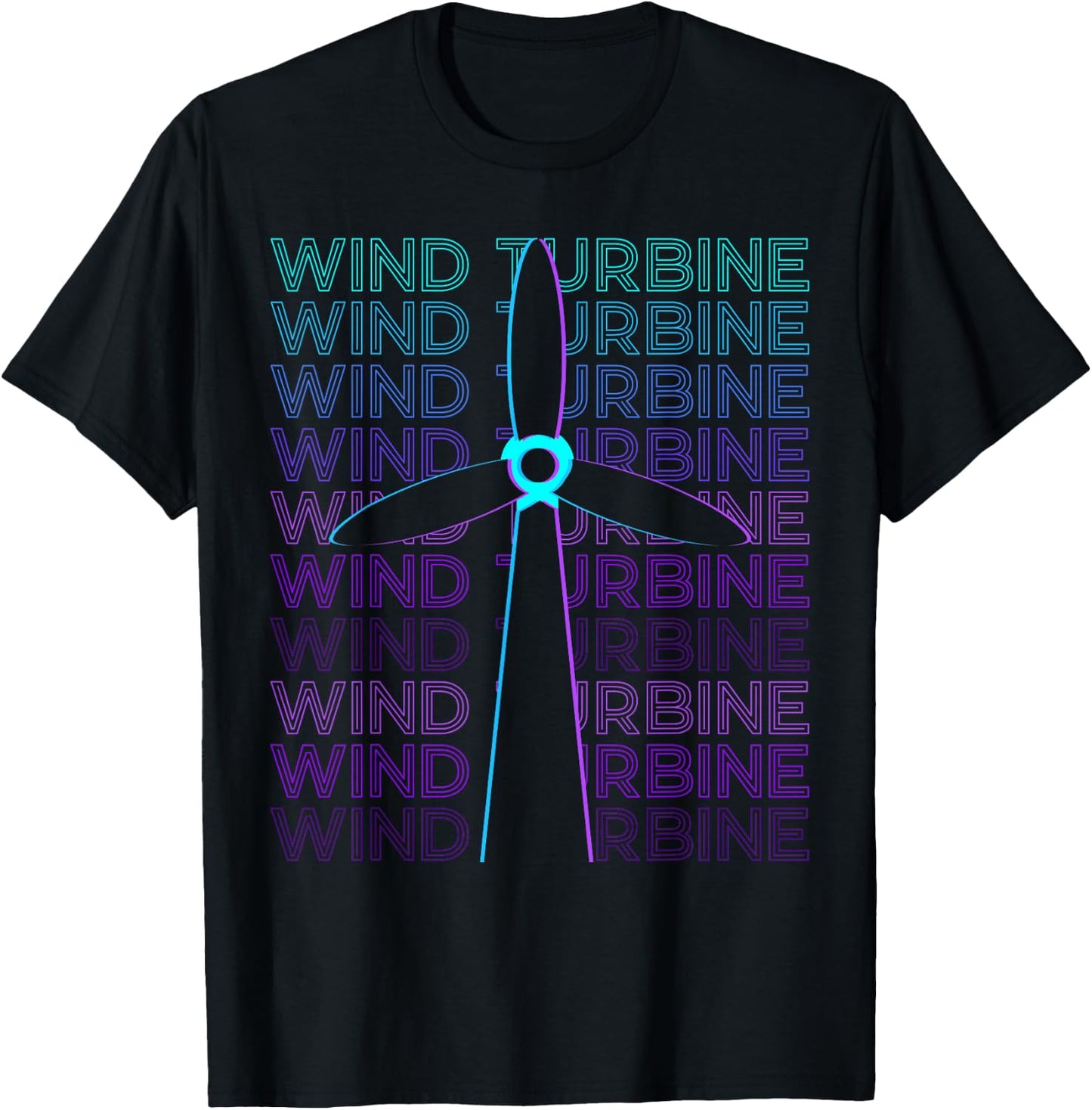 Wind Turbine Gifts -Adults, -Kids Retro-Modern Black Short Sleeve T-Shirt - T-Shirt | Black