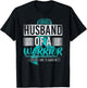 Husband Of A Warrior Teal Ribbon Cervical Cancer awareness T-Shirt - T-Shirt | Black