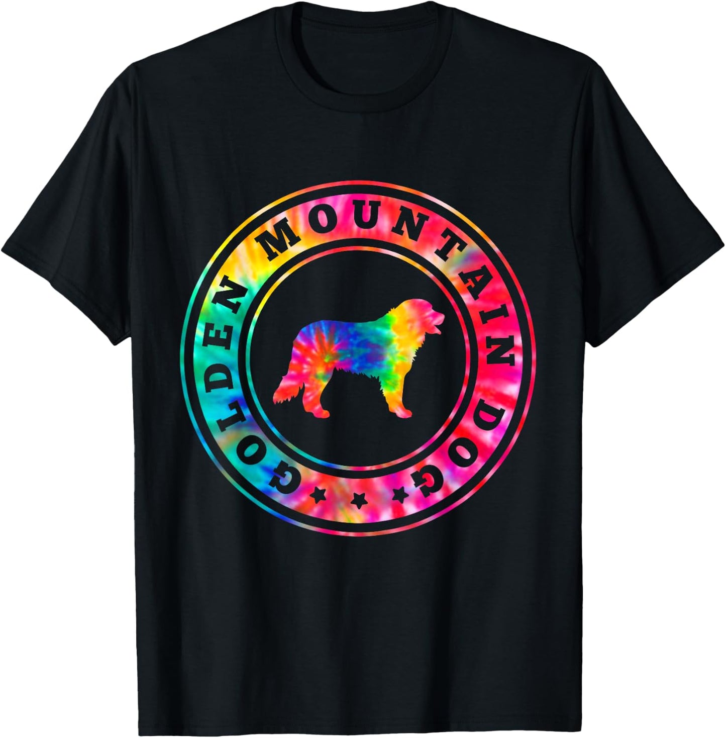 Tie Dye Golden Mountain Dog Dog Mom Dad Pet Lover T-Shirt - T-Shirt | Black