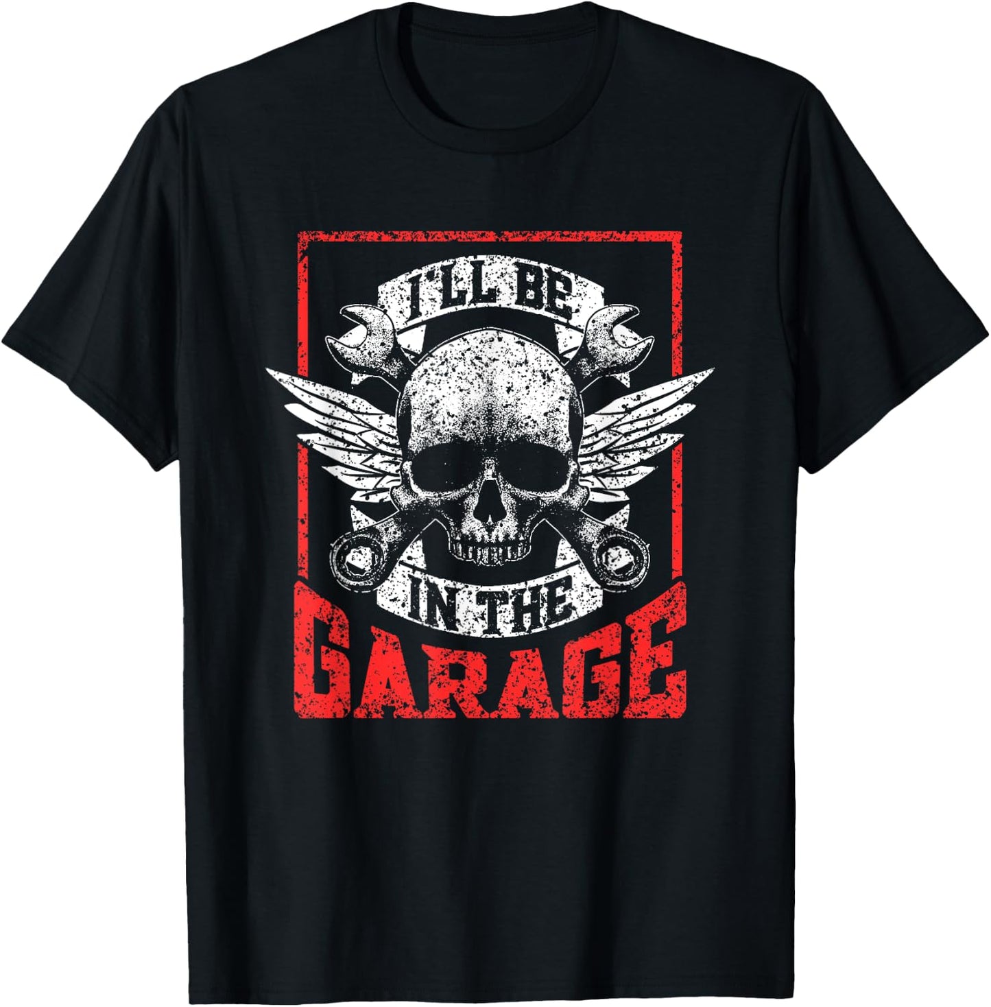 I'll Be In The Garage Men Grandpa Mechanic Dad Garage Father T-Shirt - T-Shirt | Black