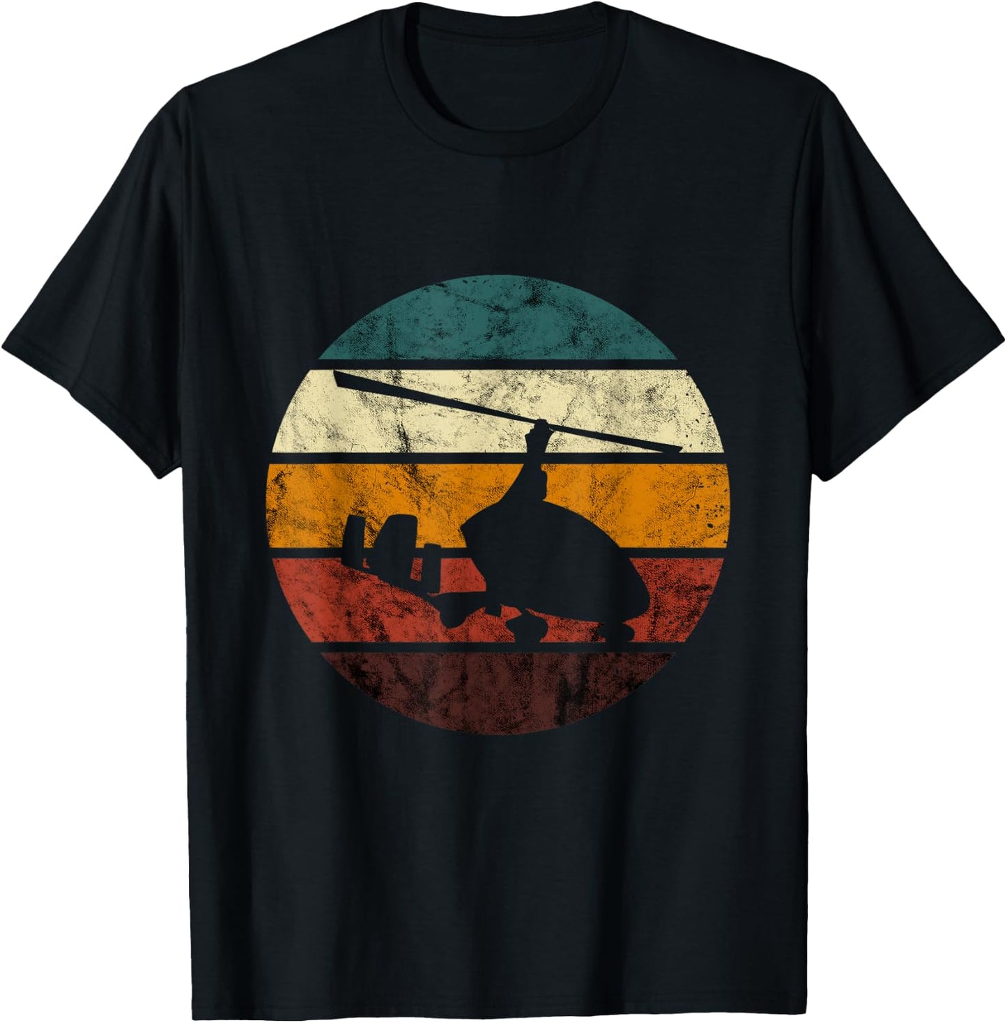 Gyrocopter Retro Vintage Aviation Autogyro Gyrocopter Pilot T-Shirt - T-Shirt | Black
