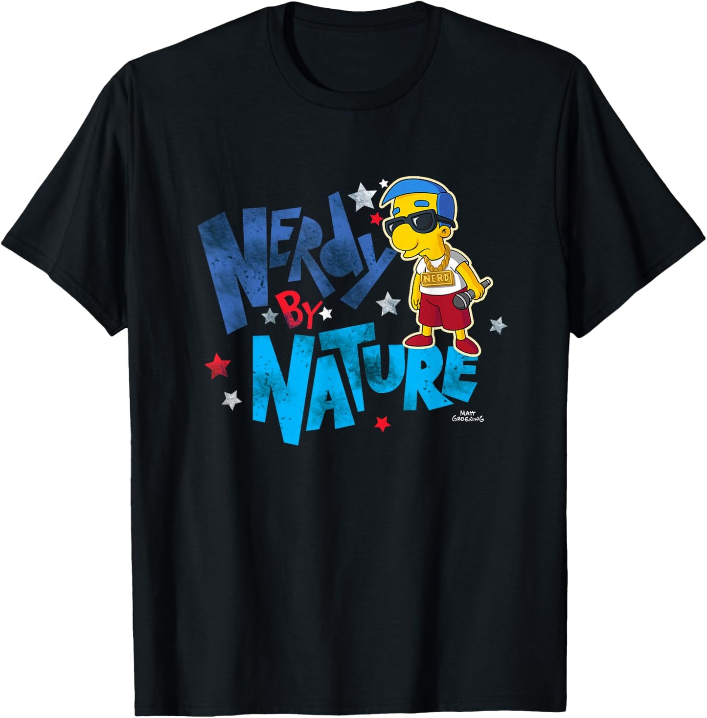 The Simpsons Milhouse Nerdy By Nature T-Shirt - T-Shirt | Black