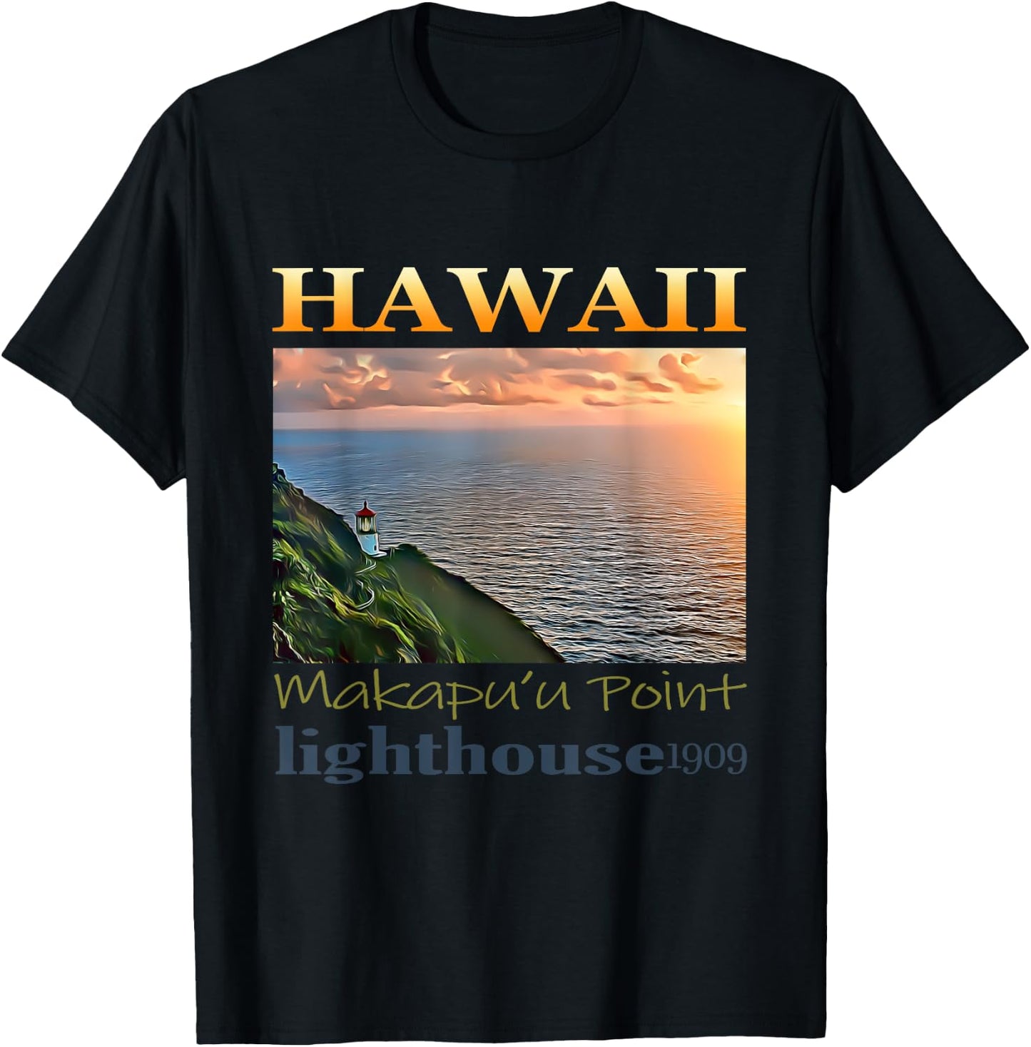 Makapu'u Point Lighthouse Hawaii 1909 Design T-Shirt - T-Shirt | Black