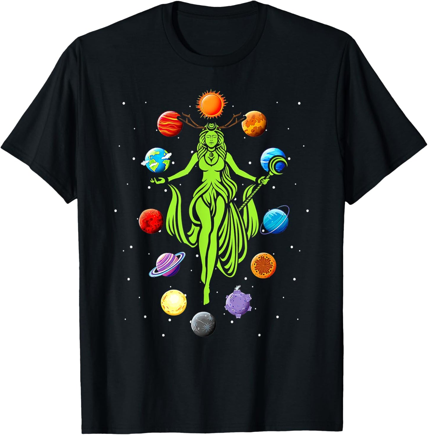 Gaia Greek Goddess Mother Earth Day Hippie Nature T-Shirt - T-Shirt | Black