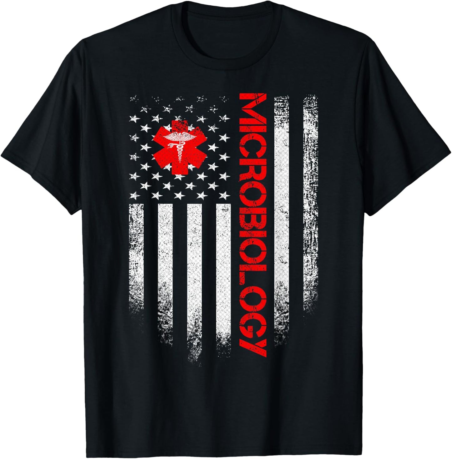 Vintage USA Microbiology Doctor American Flag Microbiologist Men T-Shirt - T-Shirt | Black