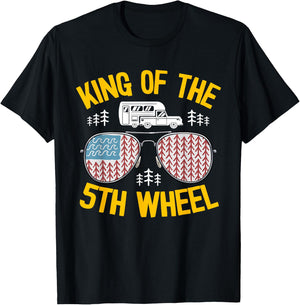 King Of The 5th Wheel American Flag Fifth Wheel Camper T-Shirt - T-Shirt | Black